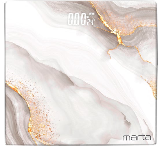Напольные весы MARTA MT-SC3600 серое золото мрамор, LED дисплей, встроенный термометр 42389