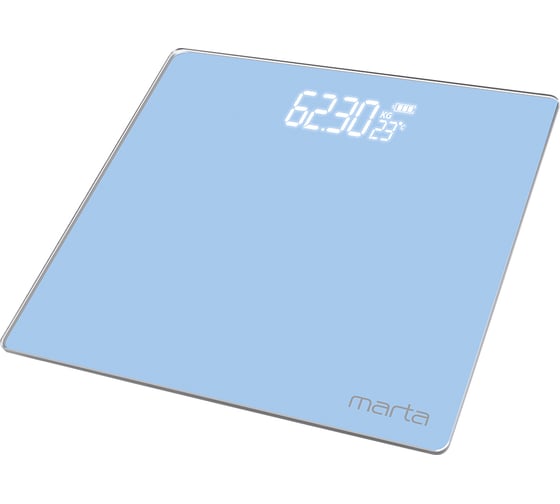 Напольные весы MARTA MT-SC3600 голубой аквамарин, LED дисплей, встроенный термометр 38961