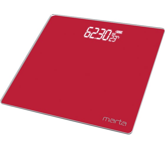 Напольные весы MARTA MT-SC3600 красный рубин, LED дисплей, встроенный термометр 39006 1