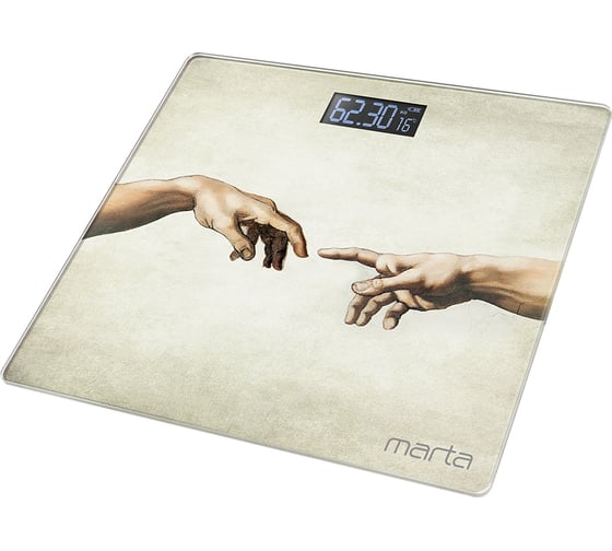 Напольные весы MARTA MT-1676 Сотворение Адама, сенсор, встроенный термометр 42124