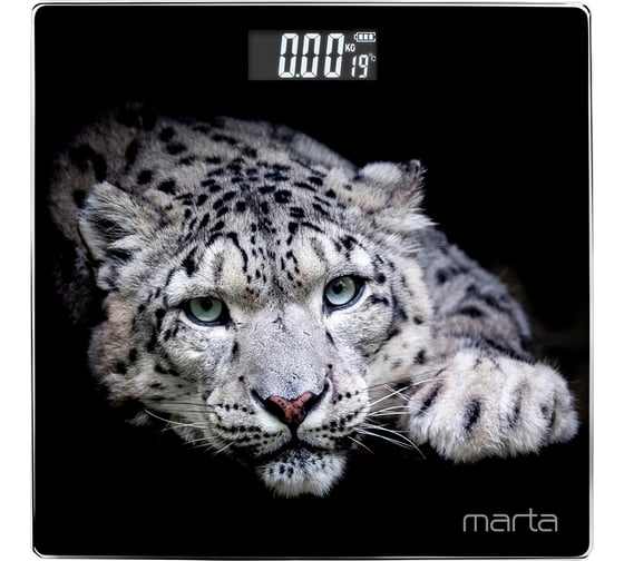 Напольные весы MARTA MT-1678 снежный барс, сенсор, встроенный термометр 41915