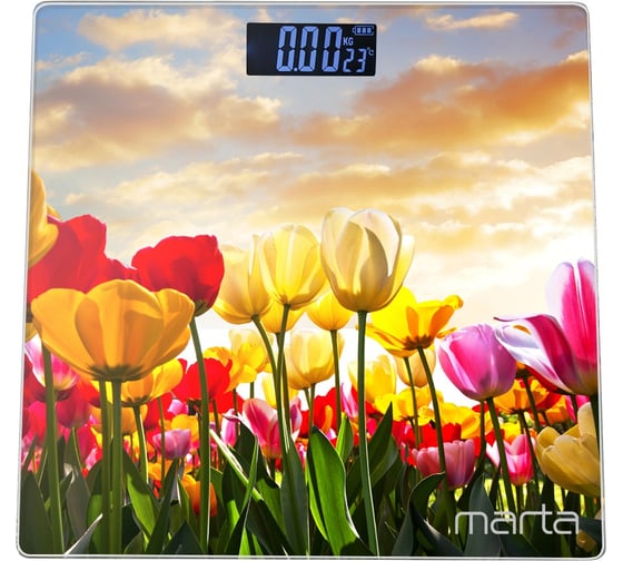Напольные весы MARTA MT-1678 тюльпаны, сенсор, встроенный термометр 29752