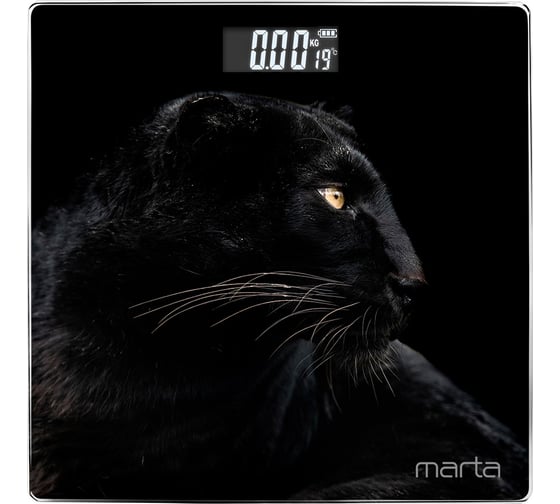 Напольные весы MARTA MT-1678 черная пантера, сенсор, встроенный термометр 41912