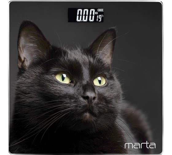 Напольные весы MARTA MT-1608 черный кот, сенсор, встроенный термометр 37239