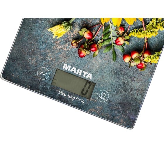 Кухонные весы MARTA MT-1634 летние цветы, сенсор, встроенный термометр 37304