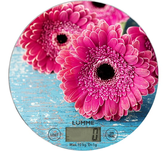 Кухонные весы LUMME LU-1341 розовая гербера, сенсор, встроенный термометр 36054
