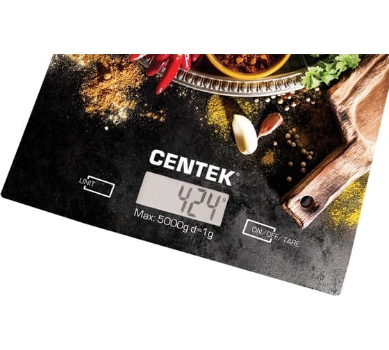 Кухонные весы Centek Специи электронные, стеклянные, LCD, 190х200 мм, max 5кг, шаг 1г CT-2462