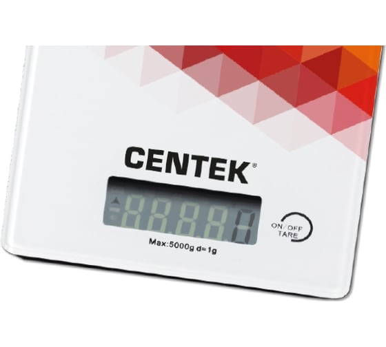 Кухонные весы Centek стеклянные, электронные, max 5кг, шаг 1г, шелкография, LCD CT-2457