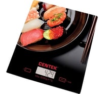Кухонные весы Centek Суши электронные, стеклянные, LCD, 190х200 мм, max 5кг, шаг 1г CT-2462