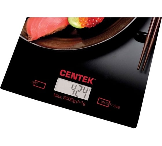 Кухонные весы Centek Суши электронные, стеклянные, LCD, 190х200 мм, max 5кг, шаг 1г CT-2462