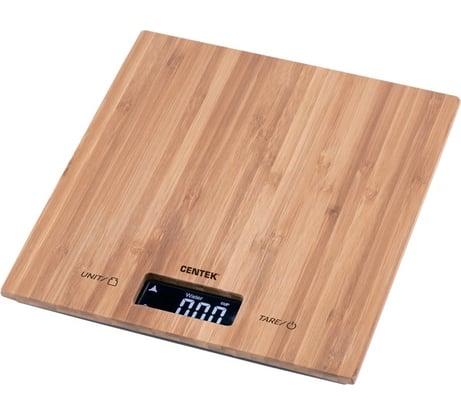 Кухонные весы Centek бамбук, сенсор, LCD- 59х27 с подсветкой, max 5кг, шаг 1г CT-2466
