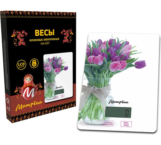 Кухонные электронные весы Матрёна МА-037 тюльпаны 007833