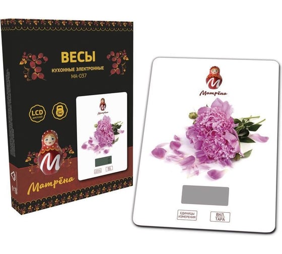 Кухонные электронные весы Матрёна МА-037 Пионы 007158 1