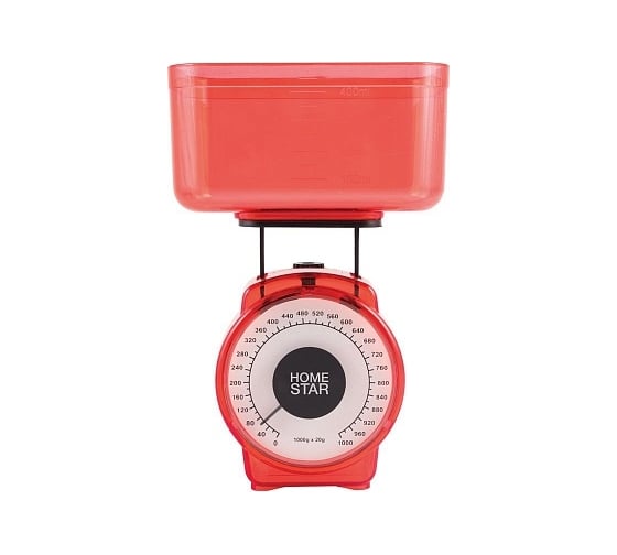 Кухонные механические весы HomeStar HS-3004М 1 кг цвет красный 002795