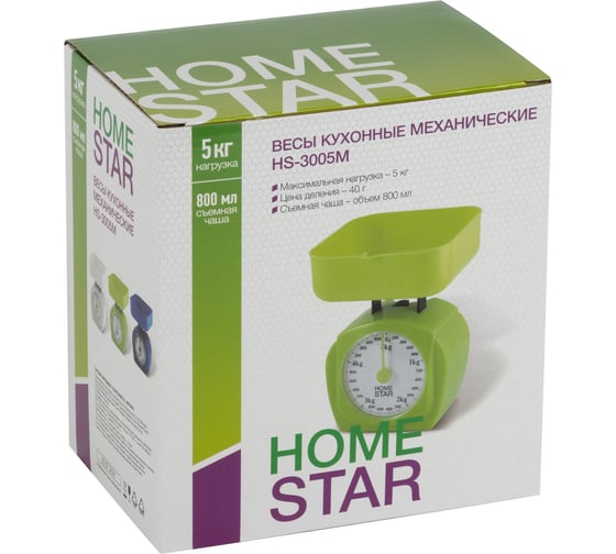 Кухонные механические весы Homestar HS-3005М, 5 кг, цвет белый 00 2801