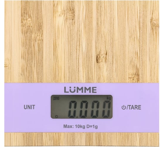 Весы кухонные LUMME LU-1346 лиловый бамбук, сенсор 40919