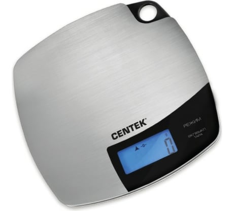 Кухонные весы Centek сталь, сенсор, LCD- 59х27 с подсветкой, t в комнате, max 5кг, шаг 1г CT-2463