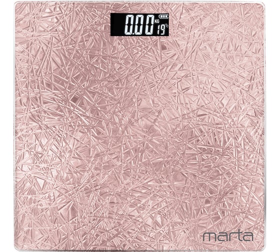 Напольные весы MARTA MT-1679 розовый кварц, сенсор, встроенный термометр 41285