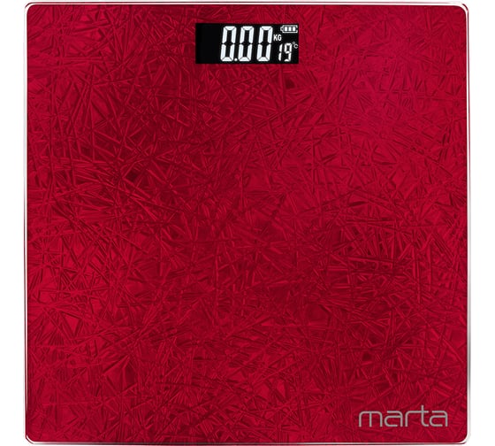 Напольные весы MARTA MT-1679 красный рубин, сенсор, встроенный термометр 41283