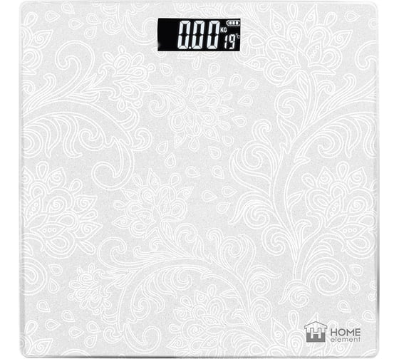Весы напольные HOME ELEMENT HE-SC904 белый узор, сенсор, встроенный термометр 41276