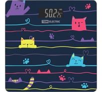 Весы электронные напольные TDM ELECTRIC "Котики", стекло, деление 0,01 кг, макс. 180 кг, 28x28 см SQ4012-0007