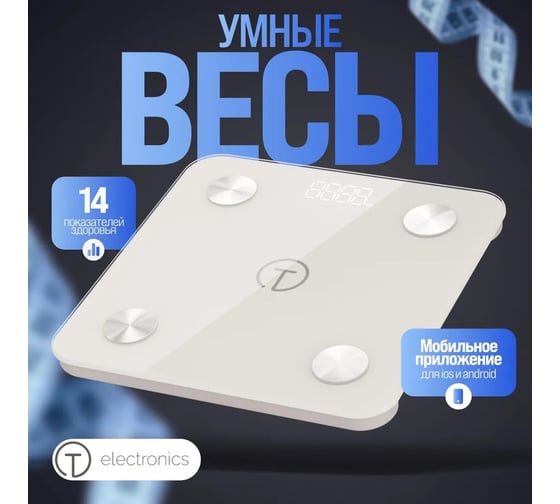 Весы напольные электронные TITAN electronics 07, 14 показателей, до 180 кг EKTIE007WHITE