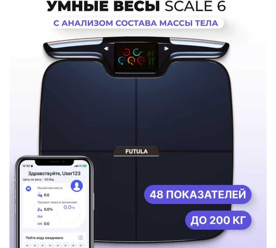 Умные весы напольные FUTULA Scale 6 (Black) 00-00215137