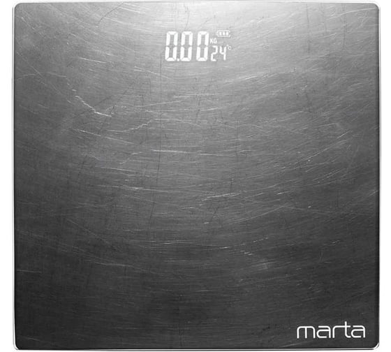 Весы напольные MARTA MT-SC3602 темный металл, сенсор, LED дисплей, встроенный термометр 43292