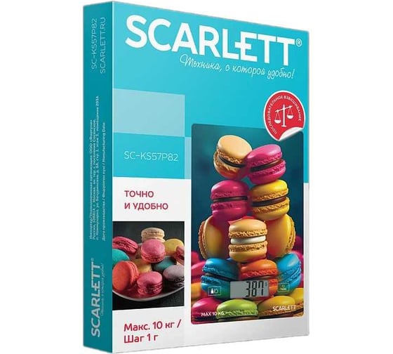 Кухонные весы Scarlett 10 кг, последовательное взвешивание SC-KS57P82