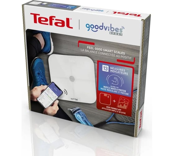 Весы напольные электронные TEFAL Goodvibes Sport макс.180 кг, белый 1932979