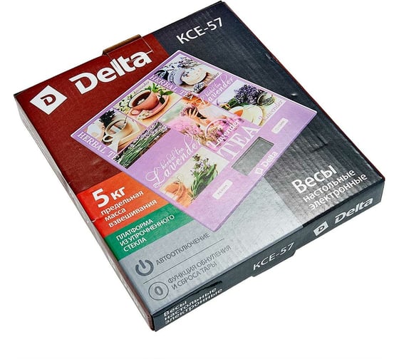 Настольные электронные весы Delta KCE-57 Лаванда : 5кг, стекло 0R-00006053