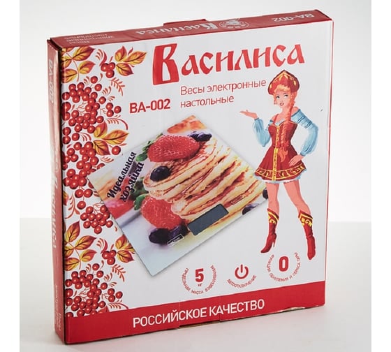 Настольные электронные весы ВАСИЛИСА ВА-002 Идеальная хозяйка : 5 кг, стекло 0R-00001817
