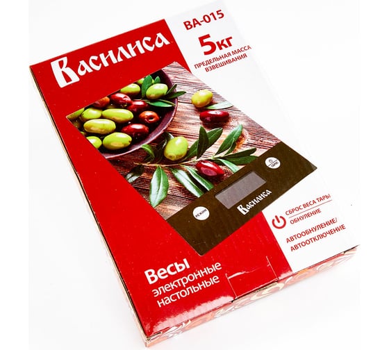Настольные электронные весы ВАСИЛИСА ВА-015 Оливки : 5 кг, стекло / 0R-00006718