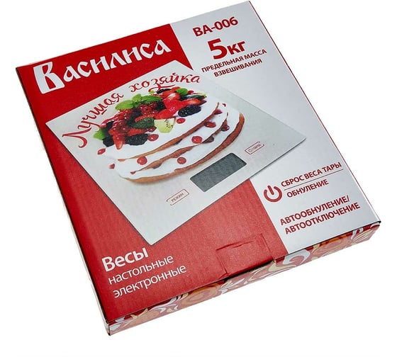 Настольные электронные весы ВАСИЛИСА ВА-006 Лучшая хозяйка : 5 кг, стекло 0R-00001815