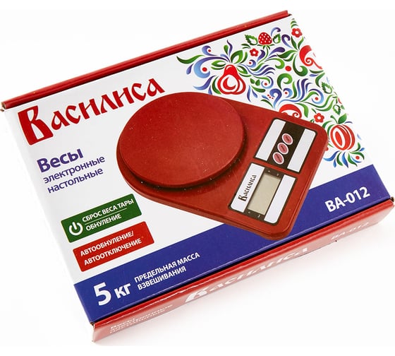 Настольные электронные весы ВАСИЛИСА ВА-012 бордовый : 5 кг, пластик / 0R-00006714