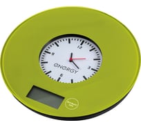 Электронные кухонные весы ENERGY EN-427 7 кг зеленые с часами 003064