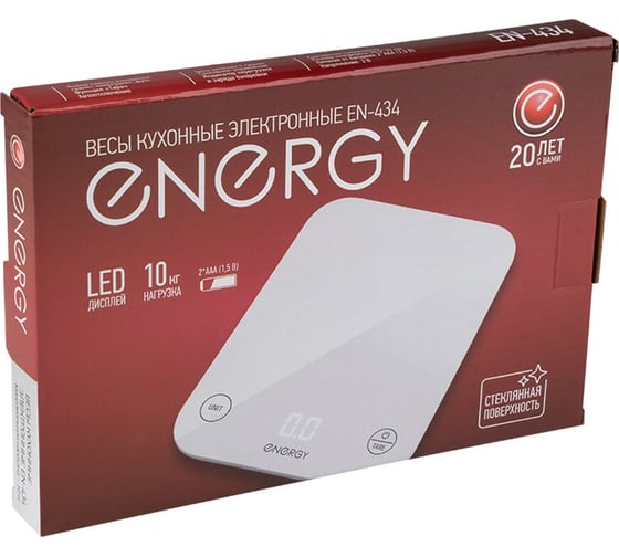 Весы кухонные электронные ENERGY EN-434, 10 кг, белые 110075