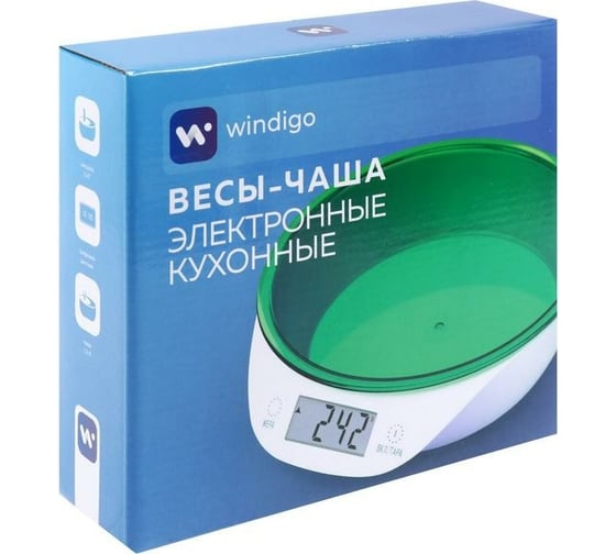 Кухонные весы Windigo LVKB-501, электронные, до 5 кг, чаша 1.3 л, зелёные 5437189