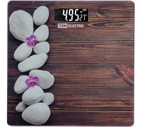 Электронные напольные весы TDM ELECTRIC Спа, стекло, деление 0,01 кг, макс. 180 кг, 28х28 см SQ4012-0004 1