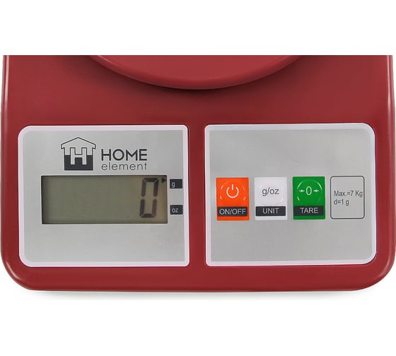 Кухонные весы HOME ELEMENT сенсор красный гранат HE-SC930 40936