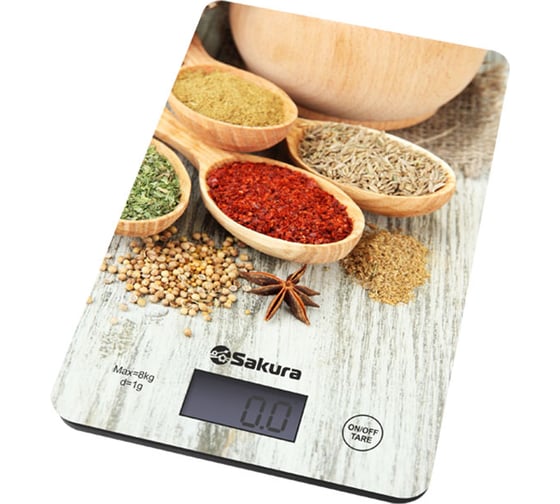Весы кухонные Sakura SA-6077WS 8кг элек специи светл дер 00000041355 1