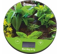 Весы кухонные Sakura SA-6076G 8кг электронные, зелень РТ-00069868
