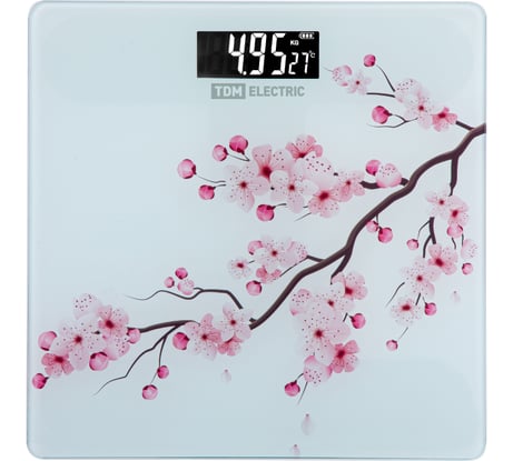 Электронные напольные весы TDM ELECTRIC Сакура, стекло, деление 0,01 кг, макс. 180 кг, 28x28 см SQ4012-0001