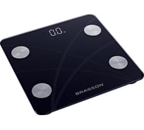 Весы напольные диагностические BRASSON FS-33D, 30х30 см, до 180 кг, 15 параметров, черные 458447
