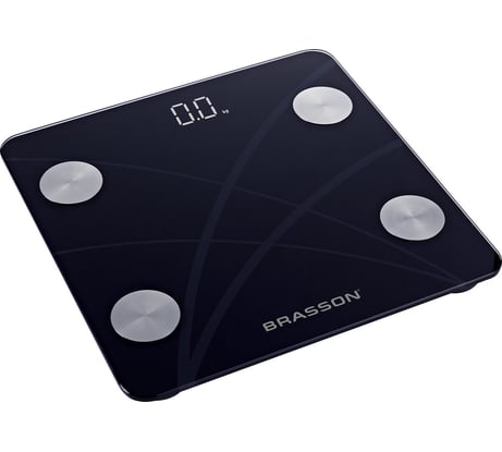 Весы напольные диагностические BRASSON FS-33D, 30х30 см, до 180 кг, 15 параметров, черные 458447