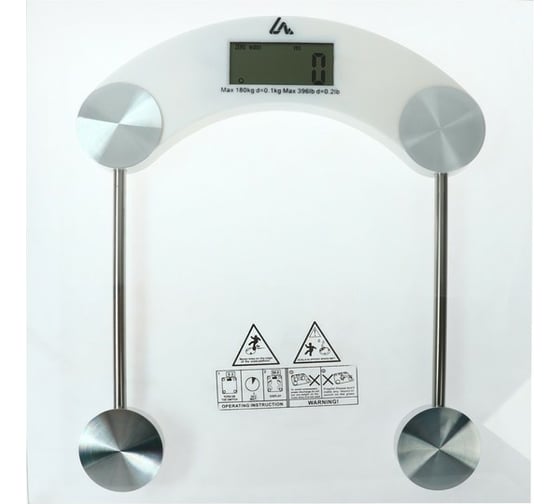 Напольные электронные весы LUAZON LVE-003 до 180 кг, 1хCR2032, стекло, белые 2580574