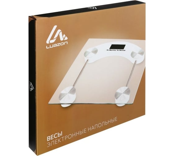 Напольные электронные весы LUAZON LVE-003 до 180 кг, 1хCR2032, стекло, белые 2580574