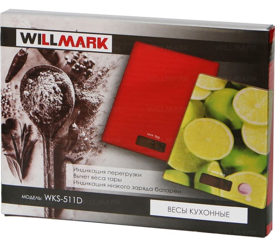 Кухонные весы Willmark WKS-511D красный цвет 2000311