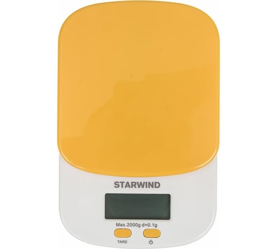 Кухонные электронные весы Starwind до 2 кг, 2хААА, оранжевые SSK2158