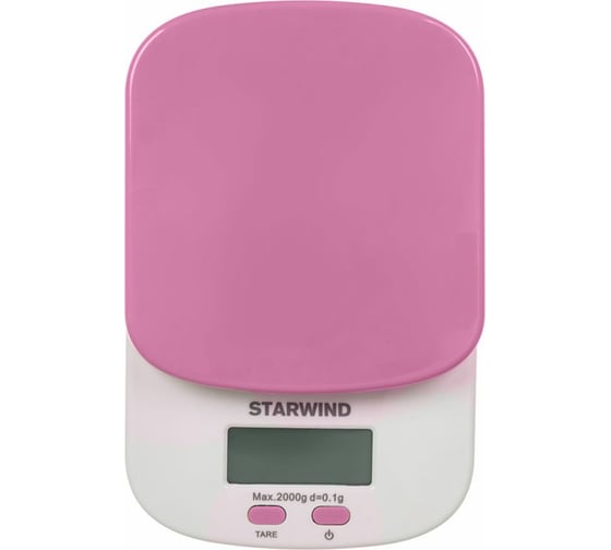 Кухонные электронные весы Starwind до 2 кг, 2хААА, розовые SSK2157